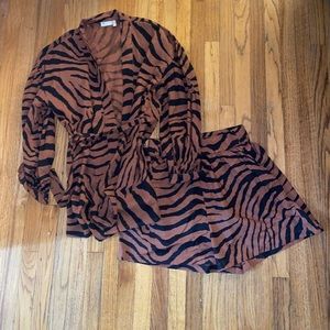 ASOS cotton shorts set with tie waist top